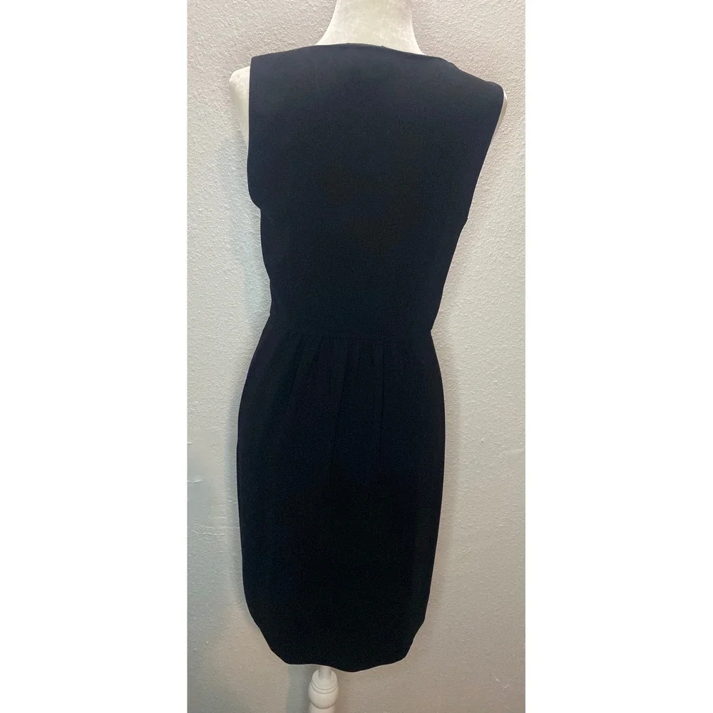 J.Crew Dress Womens 6 Black Sleeveless Round Neck Side Zip Pleated Party